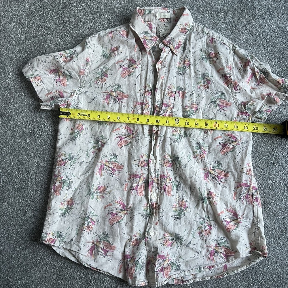J Crew Shirt Mens Medium Red Floral Short Sleeve Button Up Classic Cotton - Picture 4 of 6